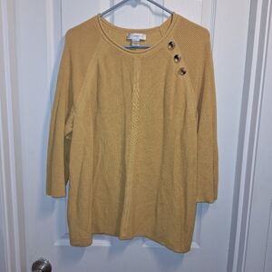 CJ Banks Mustard Yellow Button-Accent Sweater 2XL